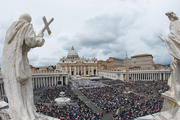 "Priests, Bishops, Popes": Pope Francis celebrates the canonization Mass for Sts. John XXIII and John Paul II in St. Peter’s square on April 27.