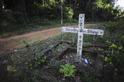 A cross stands on the spot where Sister Dorothy Stang was murdered Feb. 12, 2005.