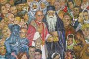 Mosaic showing Pope Paul VI and Patriarch Athenagoras I in Jerusalem.