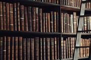 books on shelf and a ladder