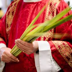 Priest holding palms