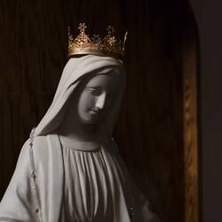 Statue of Mary wearing a crown
