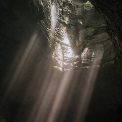 Light shining in a cave