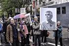 The march to Daniel Berrigan's funeral on May 6. All photos by Jonathan Giftos.