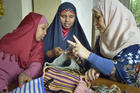 Refugee women in Cairo participate in a sewing and knitting class in early November, 2013. The class was sponsored by St. Andrew's Refugee Services, which is supported by Catholic Relief Services. (CNS photo/Paul Jeffrey) (Jan. 2, 2014)