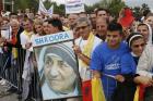 Crowds await the arrival of Pope Francis for his Mass in Mother Teresa Square in Tirana, Albania, Sept. 21. (CNS photo/Paul Haring)