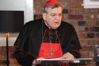 U.S. Cardinal Raymond L. Burke, patron of the Knights of Malta, gives a speech on marriage in Chester, England, on March 6. (CNS photo/Simon Caldwell)