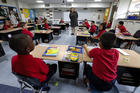 A Catholic school classroom in Phoenix, Ariz., gets down to work. (CNS photo/Nancy Wiechec)