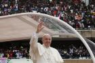Pope Francis arrives for a meeting with youths at Kasarani Stadium in Nairobi, Kenya, Nov. 27. (CNS photo/Paul Haring)