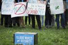 Demonstrators in Washington protest nuclear weapons April 1. (CNS photo/Tyler Orsburn)