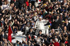 Pope Francis greets the crowd after celebrating the closing Mass of the jubilee Year of Mercy in St. Peter's Square at the Vatican Nov. 20. (CNS photo/Paul Haring)