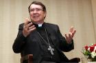 Archbishop Christophe Pierre, apostolic nuncio to the United States, addresses the audience during a discussion on March 15 in New York City on the first four years of Pope Francis' papacy. (CNS photo/Gregory A. Shemitz)