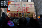 Activists and DACA recipients are seen in New York City Feb. 15. (CNS photo/Shannon Stapleton, Reuters)