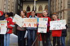 Students outside St. Patrick's Church in Washington, D.C. March 24 (Photo: Teresa Donnellan)