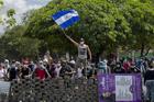 A cobblestone barricade in Managua on April 21. (CNS photo/Jorge Torres, EPA) 