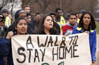 Undocumented youth carry a banner March 1 as they walk to the U.S. Capitol in Washington to conclude their 250-mile Walk to Stay Home. Hondurans are pleading for extension of Temporary Protected Status, which the Department of Homeland Security was expecting to determine on May 4. (CNS photo/Shawn Thew, EPA) 