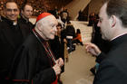  Then-Cardinal Theodore E. McCarrick attends a reception for new cardinals in Paul VI hall at the Vatican Nov. 20, 2010. Among the new cardinals was Cardinal Donald W. Wuerl of Washington, successor to Cardinal McCarrick as archbishop of Washington. (CNS photo/Paul Haring) 