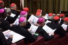 Prelates attend the opening session of the meeting on the protection of minors in the church at the Vatican Feb. 21, 2019. (C