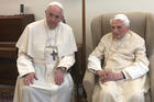 Pope Francis meets with retired Pope Benedict XVI at the Vatican April 15, 2019.