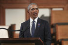 Former President Barack Obama, addresses the service during the funeral for the late Rep. John Lewis, D-Ga., at Ebenezer Baptist Church in Atlanta, July 30. (Alyssa Pointer/Atlanta Journal-Constitution via AP, Pool)