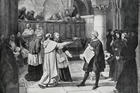 Engraving from 1894 showing Galileo Galilei at the Inquisition in 1633 (iStock)
