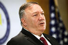 U.S. Secretary of State Mike Pompeo delivers his speech during the "Advancing and Defending International Religious Freedom Through Diplomacy" symposium, in Rome, Wednesday, Sept. 30, 2020. (Guglielmo Mangiapane/Pool Photo via AP)