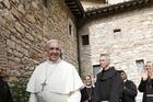 Pope Francis greets religious as he leaves the hermitage and cell of St. Francis in Assisi, Italy, in this Oct. 4, 2013, file photo. The pope plans to visit Assisi on Oct. 3 to celebrate a private Mass and sign his new encyclical on human fraternity. (CNS photo/Paul Haring)