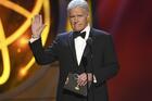 This May 5, 2019, file photo shows Alex Trebek gestures while presenting an award at the 46th annual Daytime Emmy Awards in Pasadena, Calif. Trebek died Sunday, Nov. 8, after battling pancreatic cancer for nearly two years (photo by Chris Pizzello/Invision/AP File).