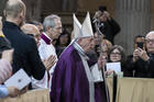 Pope Francis arrives to celebrate Ash Wednesday Mass at the Basilica of Santa Sabina in Rome Feb. 26, 2020. (CNS photo/Cristian Gennari, pool)