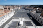 An empty St. Peter's Square is seen at the Vatican March 12, 2020. (CNS photo/Vatican Media)