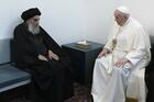 Ayatollah Ali al-Sistani, one of Shiite Islam's most authoritative figures, meets with Pope Francis in Najaf, Iraq, on March 6. (CNS photo/Vatican Media)