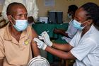 A man receives a vaccine against the coronavirus disease (COVID-19) at the Masaka hospital in Kigali, Rwanda, March 5, 2021. (CNS photo/Jean Bizimana, Reuters)