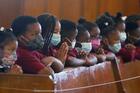 Students of Drexel Neumann Academy pray during Mass at St. Katharine Drexel Church in Chester, Pa., on May 24, 2021. (CNS photo/Sarah Webb, CatholicPhilly.com)