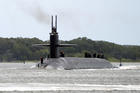 The Ohio-class ballistic-missile submarine USS Maryland (SSBN 738), Blue crew, returns to homeport at Naval Submarine Base Kings Bay, Ga., following a strategic deterrence patrol. Maryland is one of five ballistic-missile submarines stationed at the base and is capable of carrying up to 20 submarine-launched ballistic missiles with multiple warheads. (U.S. Navy photo by Mass Communication Specialist 1st Class Ashley Berumen/Released)