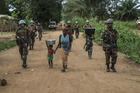 U.N. peacekeepers on a joint patrol with members of the reconstituted Central African Armed Forces in Bangassou, Central African Republic, in August. (UN Photo/Herve Serefio)