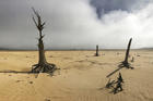 The Theewaterskloof Dam, a key source of water for Cape Town, South Africa, is completely dry in this April 16, 2017, photo. (AP Photo/Halden Krog, File)