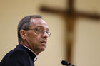 Bishop Charles Thompson speaks after he is introduced as the new archbishop of Indianapolis in Indianapolis.