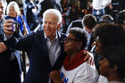 Democratic presidential candidate former Vice President Joe Biden meets with attendees during a campaign event, Wednesday, Feb. 26, 2020, in Charleston, S.C. (AP Photo/Matt Rourke)