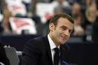 French President Emmanuel Macron listens to speeches at the European Parliament in Strasbourg, France, on April 17. (AP Photo/Jean Francois Badias)