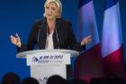 Marine Le Pen, leader of the far-right National Front, delivers a speech in Henin-Beaumont, France, April 23, after the first round of the French presidential elections. (CNS photo/Oliver Hoslet, EPA)