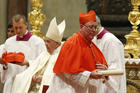 New Cardinal Jean-Claude Hollerich of Luxembourg carries his scroll after being made a cardinal by Pope Francis during a consistory in St. Peter's Basilica at the Vatican Oct. 5, 2019. (CNS photo/Paul Haring)