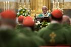 Pope Francis speaks as he celebrates Mass with about 50 cardinals in the Pauline Chapel of the Apostolic Palace at the Vatican June 27. The Mass marked the pope's 25th anniversary of his ordination as a bishop. (CNS photo/L'Osservatore Romano)