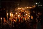 White nationalists carry torches on the grounds of the University of Virginia in Charlottesville, Va., Aug. 11 over a plan to remove the statue of a Confederate general from a city park (CNS photo/Alejandro Alvarez, News2Share via Reuters). 