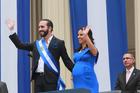 President Nayib Bukele and his wife Gabriela at the inaugural in Plaza Barrios in San Salvador, El Salvador, June 1, 2019. Official twitter account