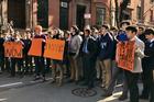 Xavier High School students fill West 16th Street during the National School Walkout Day. (Credit: Shawna Gallagher Vega/Xavier High School)