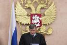Russia's Supreme Court judge Yuri Ivanenko reads the decision in a court room in Moscow, Russia, on Thursday, April 20, 2017. (AP Photo/Ivan Sekretarev)
