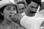 Dolores Huerta rallies striking farmworkers and supporters during the California grape boycott. (Courtesy of "Dolores: the movie") 