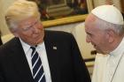 Pope Francis talks with U.S. President Donald Trump during a private audience at the Vatican May 24. (CNS photo/Paul Haring) See POPE-TRUMP-MEET May 24, 2017