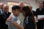 Pope Francis visits patients at the Villa Speranza hospice, which is connected to Gemelli Hospital, in Rome Sept. 16. The visit was part of the pope's series of Friday works of mercy during the Holy Year. (CNS photo/L'Osservatore Romano, handout)