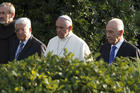 Palestinian, Israeli leaders arrive with pope for invocation for peace in Vatican Gardens, June 8, 2014 (CNS photo/Paul Haring).